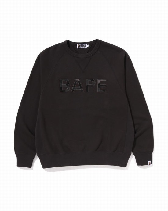 Sudaderas Bape Patch Relaxed Fit Crewneck Hombre Gris Oscuro | NOWAH-4597