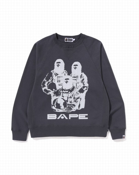 Sudaderas Bape Relaxed Fit Crewneck Hombre Gris Oscuro | JGPZH-4856