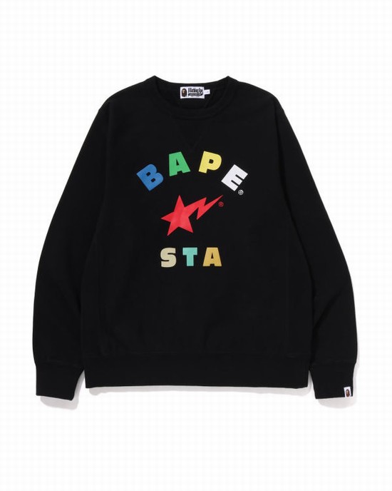 Sudaderas Bape STA Crewneck Hombre Negras | UBNQY-7140