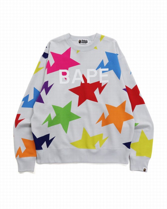 Sudaderas Bape STA Pattern Relaxed Fit Crewneck Hombre Multicolor | RMVQJ-5308