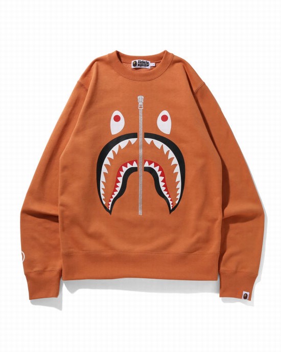 Sudaderas Bape Shark Crewneck Hombre Naranjas | WERTN-1078