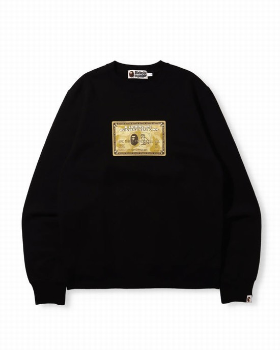 Sudaderas Bape X OVO Card Crew Neck Hombre Negras | VZTLK-8263