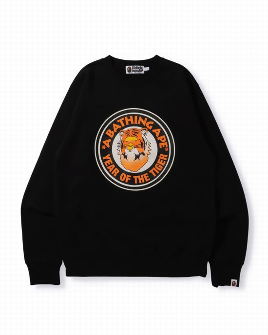 Sudaderas Bape Year Of The Tiger Crewneck Hombre Negras | MCITK-1865