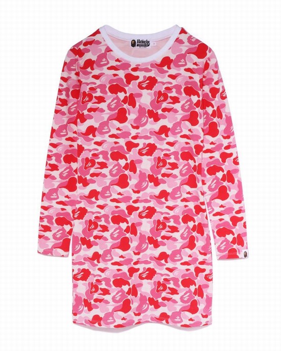 Vestido Bape ABC Camo L/S Bodycon Mujer Rosas | WUBCY-7213