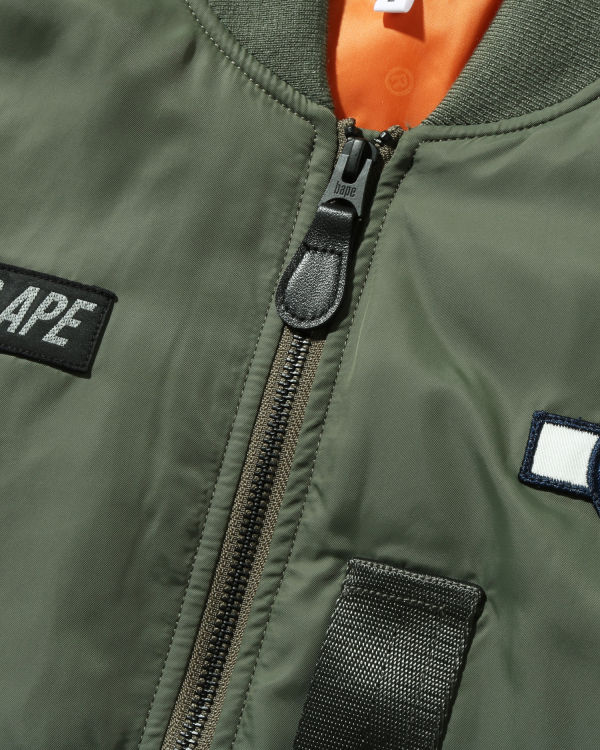 Abrigos Bape Busy Shark Loose Fit MA-1 Hombre Verde Claro | TFYAR-1267