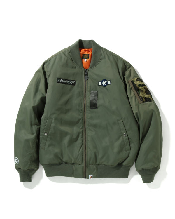 Abrigos Bape Busy Shark Loose Fit MA-1 Hombre Verde Claro | TFYAR-1267