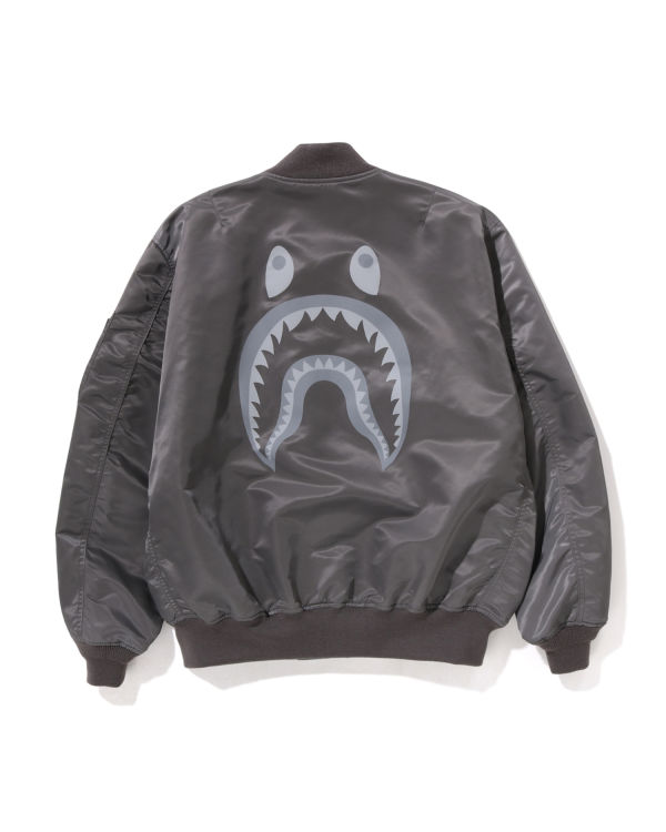 Abrigos Bape Shark Loose Fit MA-1 Hombre Plateadas | YZAFC-1084