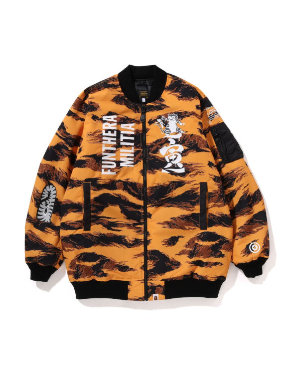 Abrigos Bape Tiger Camo Long MA-1 Hombre Naranjas | PZWUT-7580