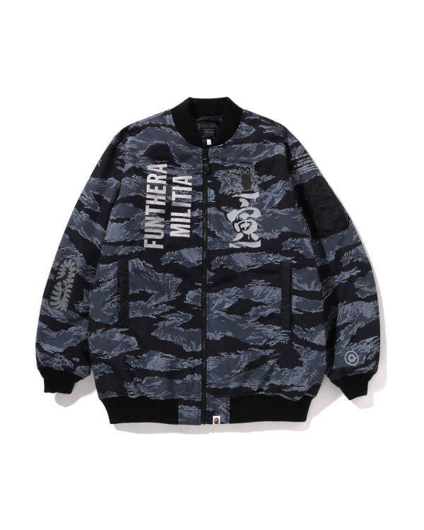 Abrigos Bape Tiger Camo Long MA-1 Hombre Negras | YCWIL-2516