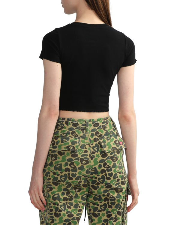 Blusas Bape Cropped logo Mujer Negras | EDOLM-9354