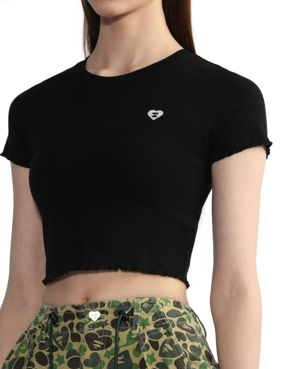 Blusas Bape Cropped logo Mujer Negras | EDOLM-9354