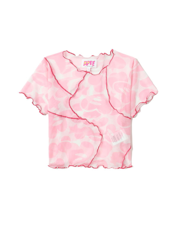 Blusas Bape Pattern mesh crop Mujer Rosas | LBNFI-1739