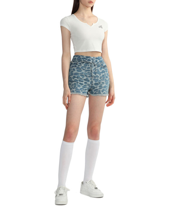 Blusas Bape V-neck crop Mujer Blancas | ZUBTC-2346