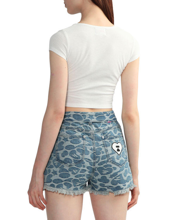 Blusas Bape V-neck crop Mujer Blancas | ZUBTC-2346