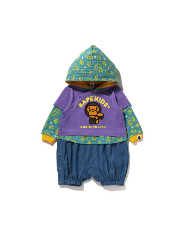 Bodysuit Bape Milo Junk Comida Layered Romper Niños Moradas | GQOZY-5148