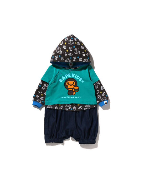 Bodysuit Bape Milo Junk Comida Layered Romper Niños Verde Menta | KRYVU-7359