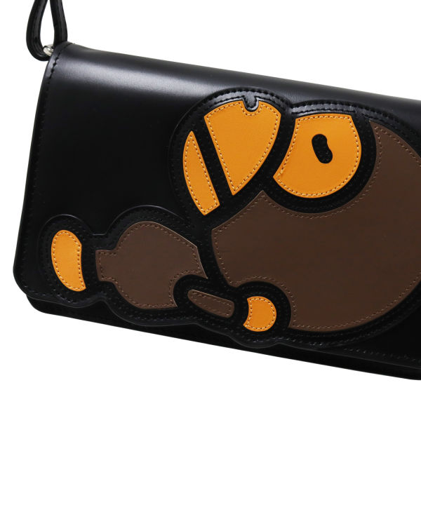 Bolsa De Hombro Bape Milo Cuero Mujer Negras | PQFAR-5931