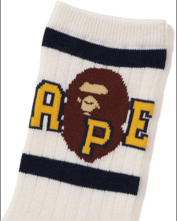 Calcetines Bape Ape Head Line Rib Niños Blancas | JGHUT-3754