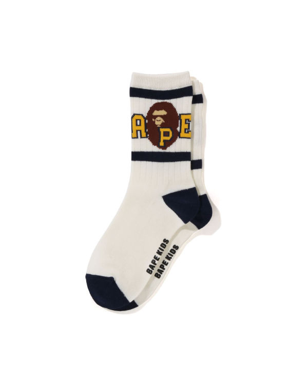 Calcetines Bape Ape Head Line Rib Niños Blancas | JGHUT-3754