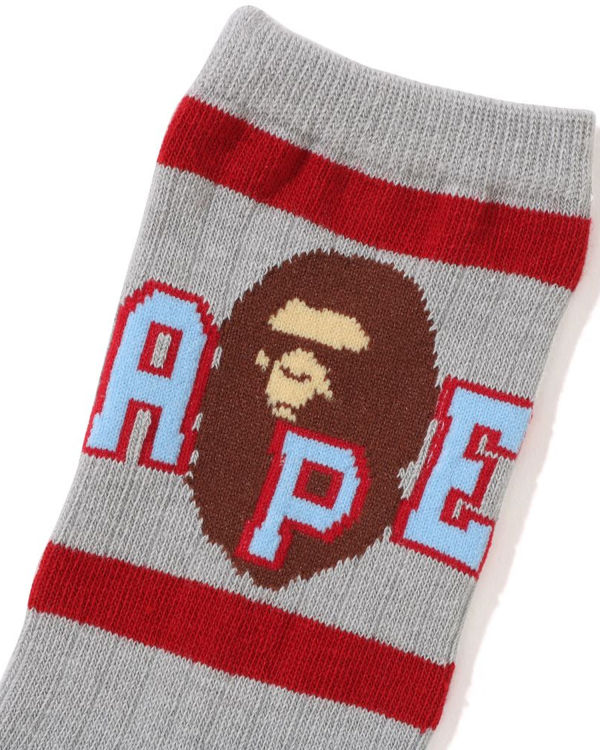 Calcetines Bape Ape Head Line Rib Niños Gris | QUVOM-9510