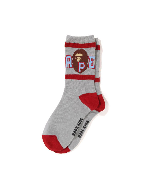 Calcetines Bape Ape Head Line Rib Niños Gris | QUVOM-9510