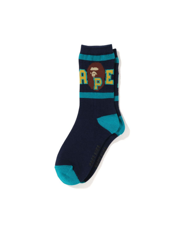 Calcetines Bape Ape Head Line Rib Niños Azul Marino Azules | URQIV-9083