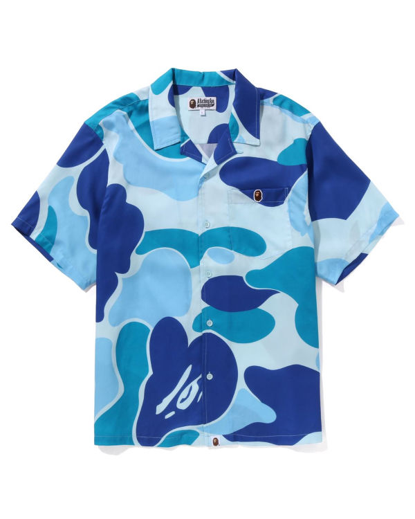 Camisas Bape ABC Camo Open Collar Hombre Azules Claro | UGDNV-5923