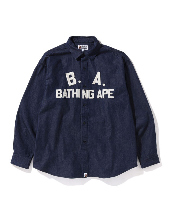 Camisas Bape B.A Loose Fit Denim Hombre Azules | RDHPY-4251