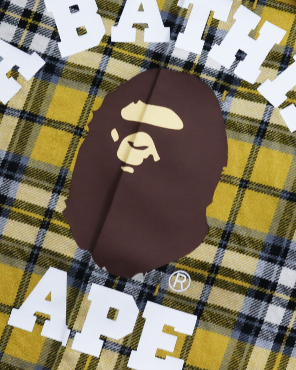 Camisas Bape College Flannel Check Niños Kaki | HEUXZ-9312