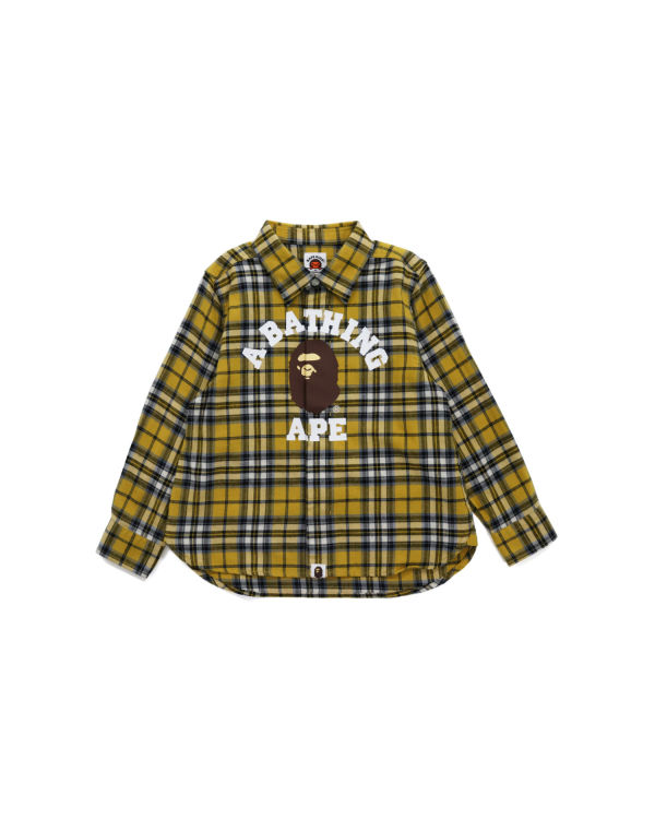 Camisas Bape College Flannel Check Niños Kaki | HEUXZ-9312