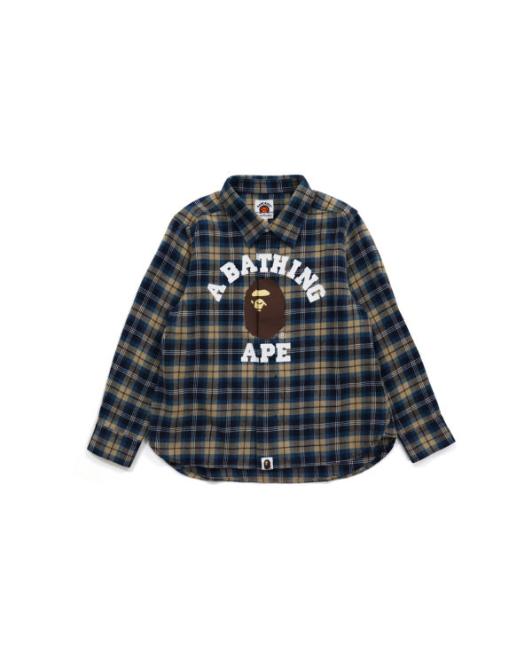 Camisas Bape College Flannel Check Niños Azules Oscuro | HYROD-1826