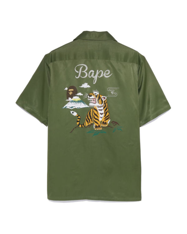 Camisas Bape Japan Culture Open Collar Hombre Verde | FSTDO-3482