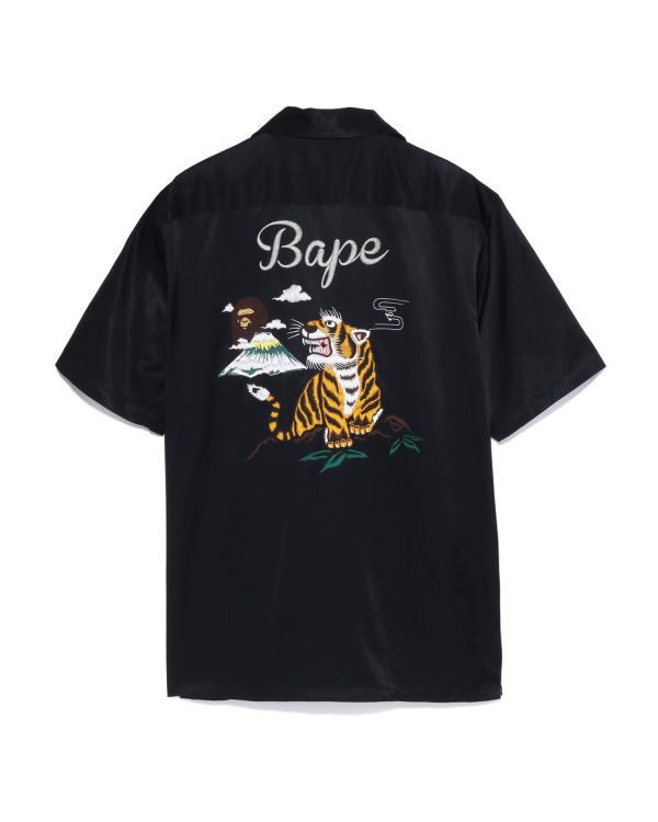 Camisas Bape Japan Culture Open Collar Hombre Negras | LFHOK-8219