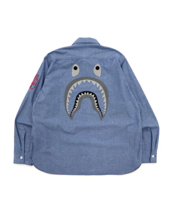 Camisas Bape Military Patch Relaxed Fit Chambray Hombre Azules Claro | KIQUG-2145