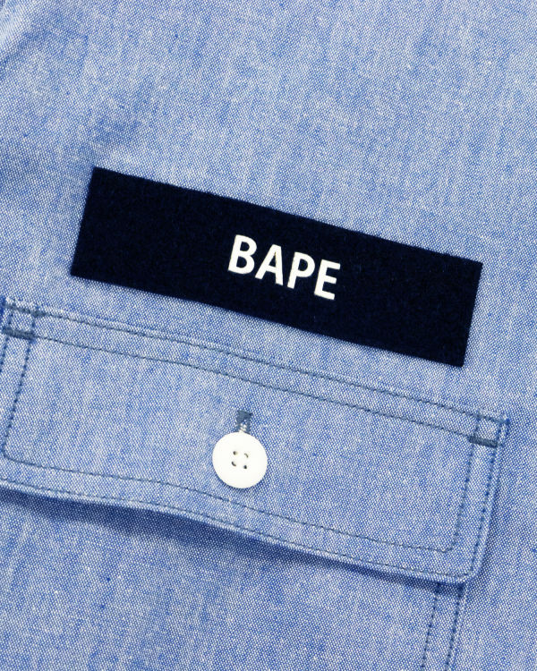 Camisas Bape Military Patch Relaxed Fit Chambray Hombre Azules Claro | KIQUG-2145