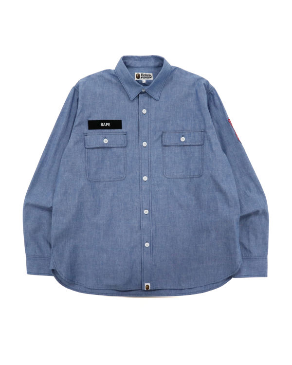 Camisas Bape Military Patch Relaxed Fit Chambray Hombre Azules Claro | KIQUG-2145