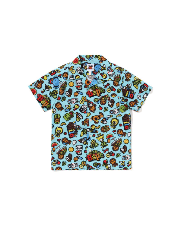 Camisas Bape Milo Mixed Fruit Open Collar S/S Niños Azules Claro | COQTD-4687