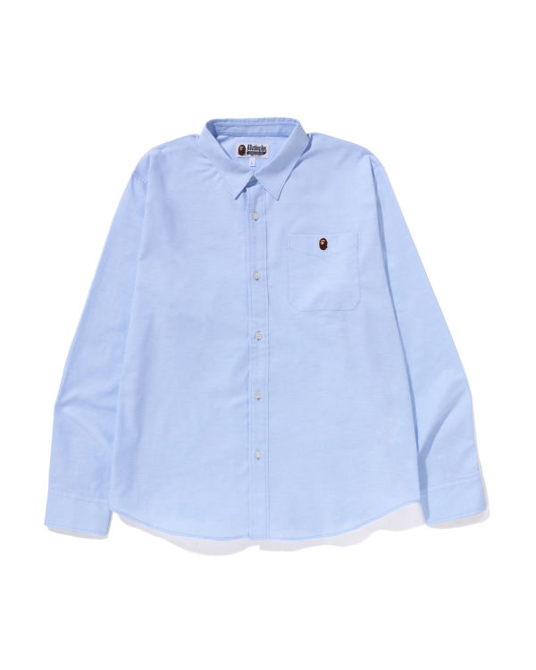 Camisas Bape Oxford relaxed fit Hombre Azules Claro | TAJXL-2641