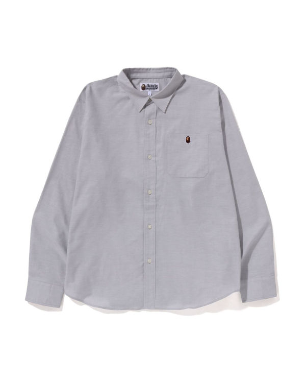 Camisas Bape Oxford relaxed fit Hombre Gris | GIRFV-7548