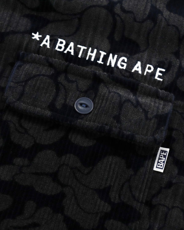 Camisas Bape Solid Camo Corduroy Trabajo Hombre Azul Marino Azules | REOXH-3259