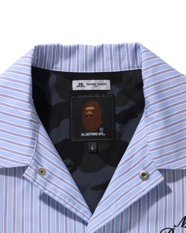 Camisas Bape Thomas Mason Stripe Coach Hombre Azules | EXCOB-0453