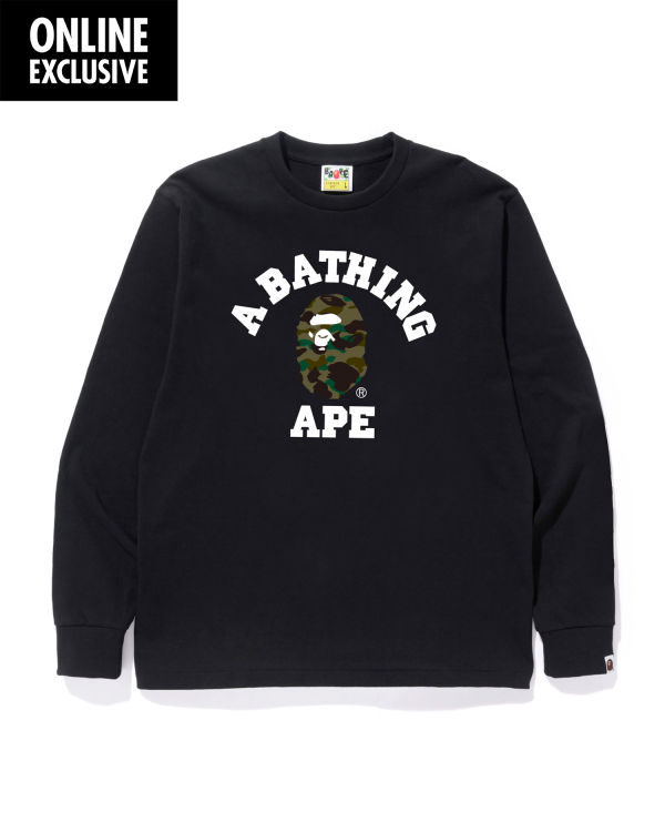 Camiseta Bape 1st Camo College Hombre Negras | MJGSA-1783