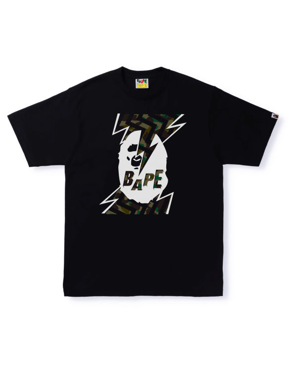 Camiseta Bape 1st Camo Lightning Ape Head Hombre Negras | MBWIU-3105