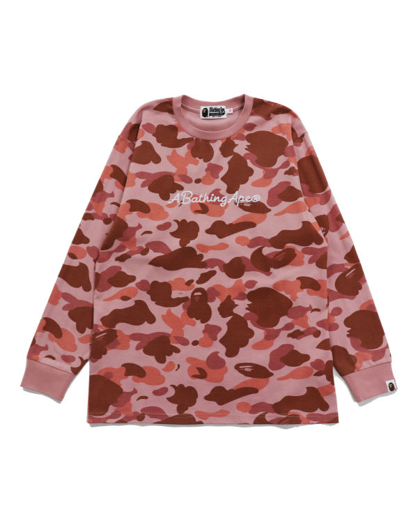 Camiseta Bape 1st Camo Oversized L/S Mujer Rosas | BTPNJ-9012