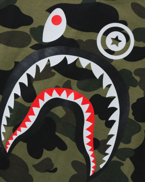 Camiseta Bape 1st Camo Shark 3/4 Sleeve Niños Verde | ZARLK-5013