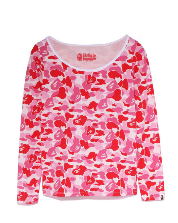 Camiseta Bape ABC Camo L/S Mujer Rosas | GNORC-4618