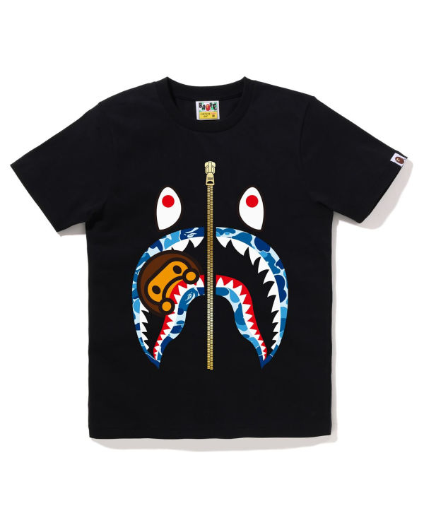 Camiseta Bape ABC Camo Milo Shark Mujer Negras | WSOAP-9685