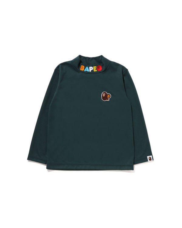 Camiseta Bape Ape Head & Milo One Point High Neck L/S Niños Verde Oscuro | BUCPO-4315