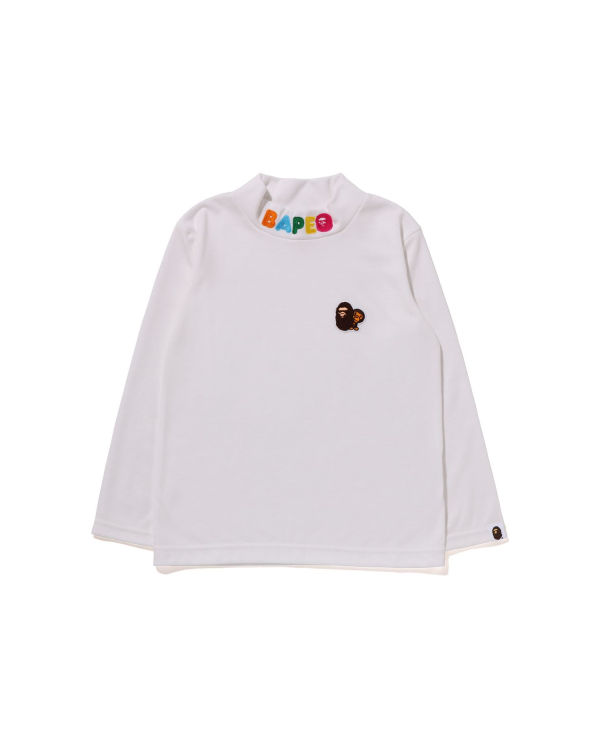 Camiseta Bape Ape Head & Milo One Point High Neck L/S Niños Blancas | HBGTK-7851