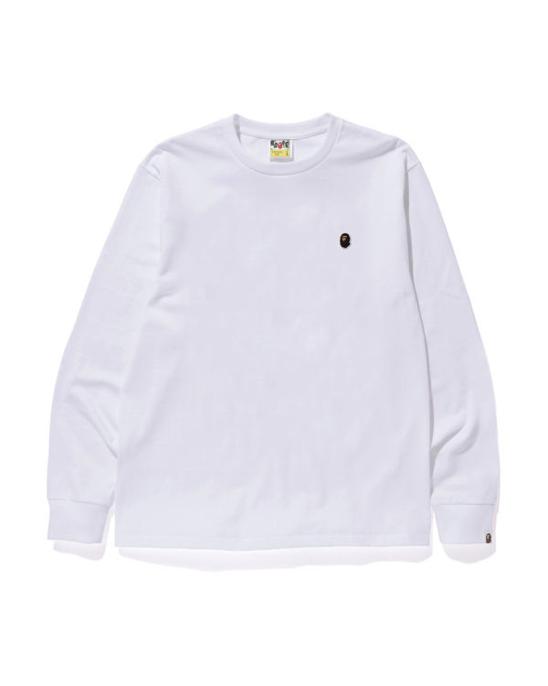 Camiseta Bape Ape Head One Point L/S Hombre Blancas | YJIVE-9361